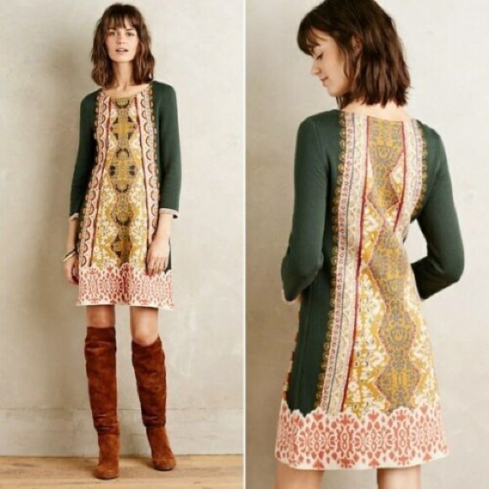 Elegant Green and Gold Mini Dress